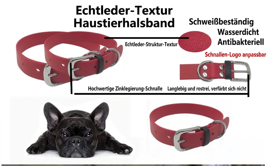 BioThane Halsband mit Lederstruktur