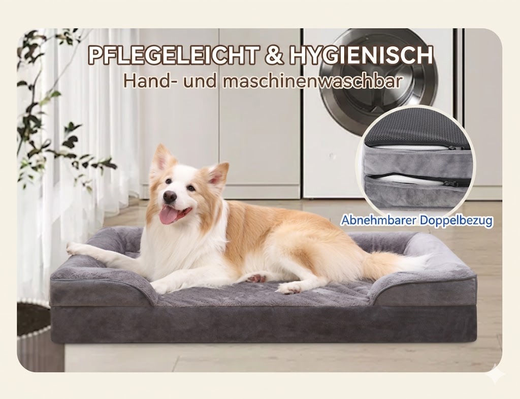 Hand- und maschinenwaschbares orthopädisches Hundebett