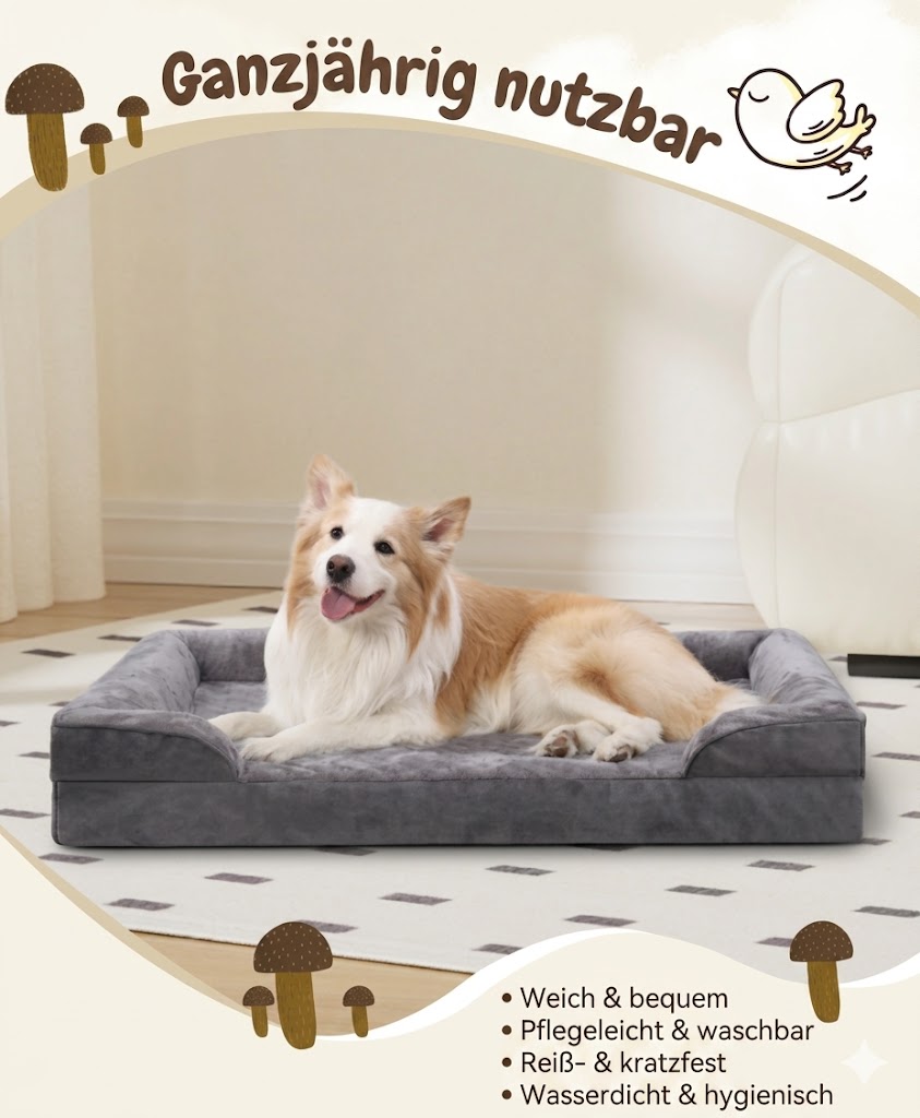 Orthopädisches Hundebett, geeignet für alle Jahreszeiten