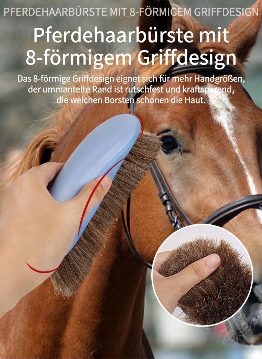 Pferdehaarbürste mit 8-förmigem Griffdesign