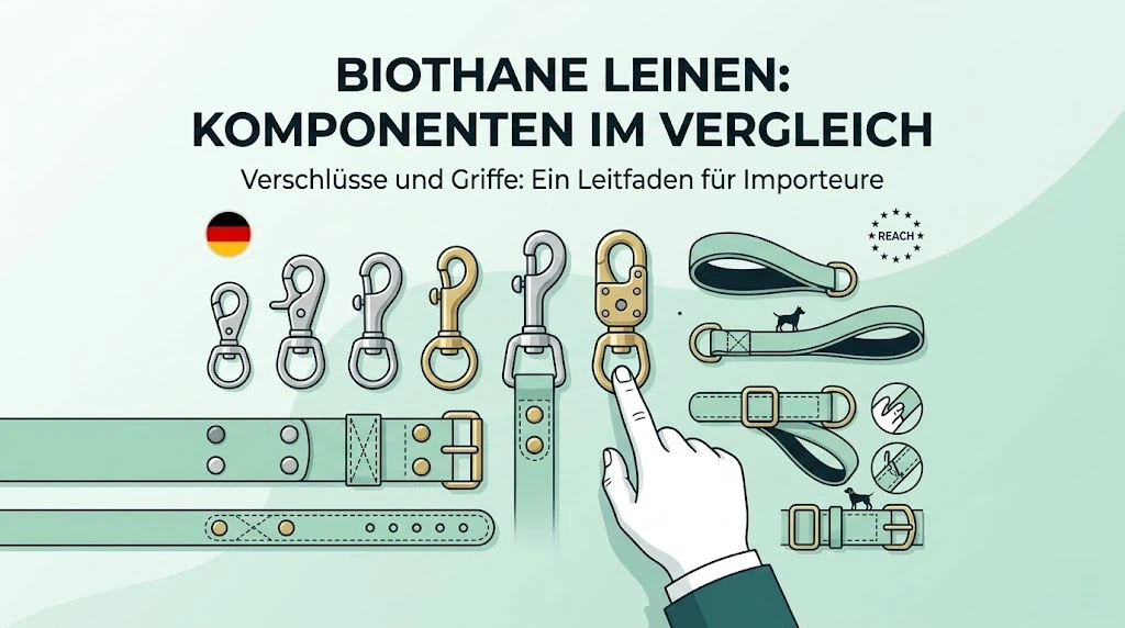 Unterschiedliche Verschlüsse und Griffe bei Biothane Hundeleinen (1) Unterschiedliche Verschlüsse und Griffe bei Biothane Hundeleinen